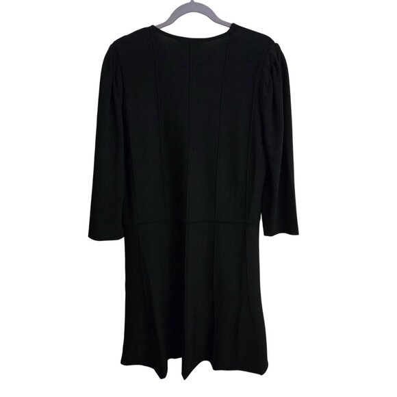 Ming Wang NWT Knit V Neck Quiet Luxury Pearl Button Black Dress Size M - Picture 3 of 8